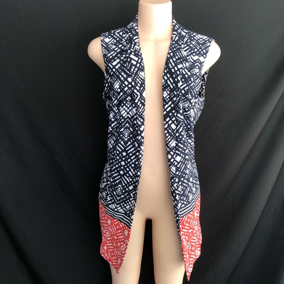 Robert Louis Medium Cardigan vest art navy red whi - Picture 2 of 7